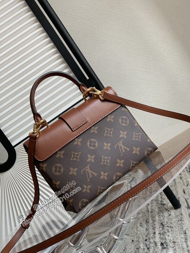 LV專櫃經典款特級全鋼法國原廠皮LOCKY BB手袋 M44654 路易威登老花鎖頭包 dn1221